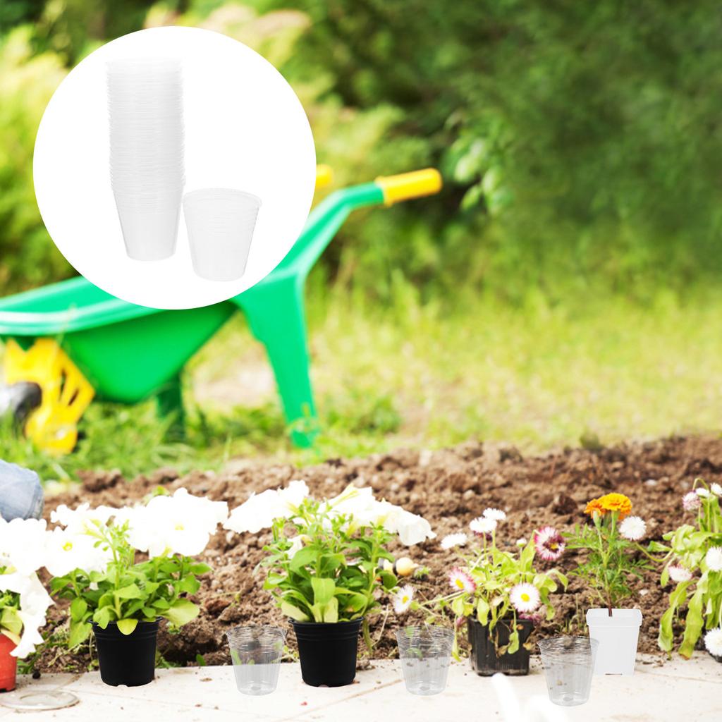 50Pcs Small Clear Plastic Nursery Pots Plant Starter Pots with Drainage for Succulent Orchid Flowers Bonsai Garden Balcony