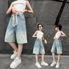 Girls' Denim Shorts Summer Clothes Cropped Pants Loose Short Children's Thin Middle Pants Summer Pants