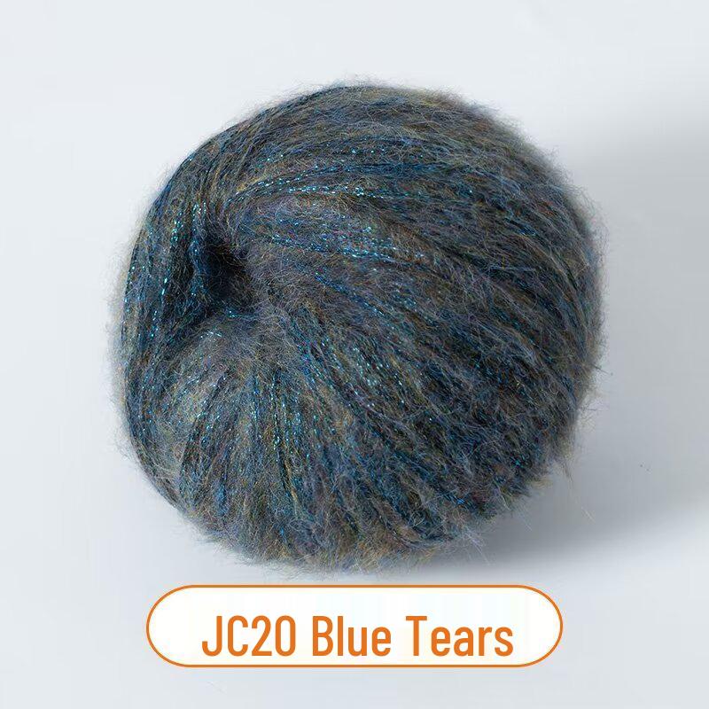 Medium-Thick Sparkly Mohair & Wool Soft Hand-Knitting Yarn Skein