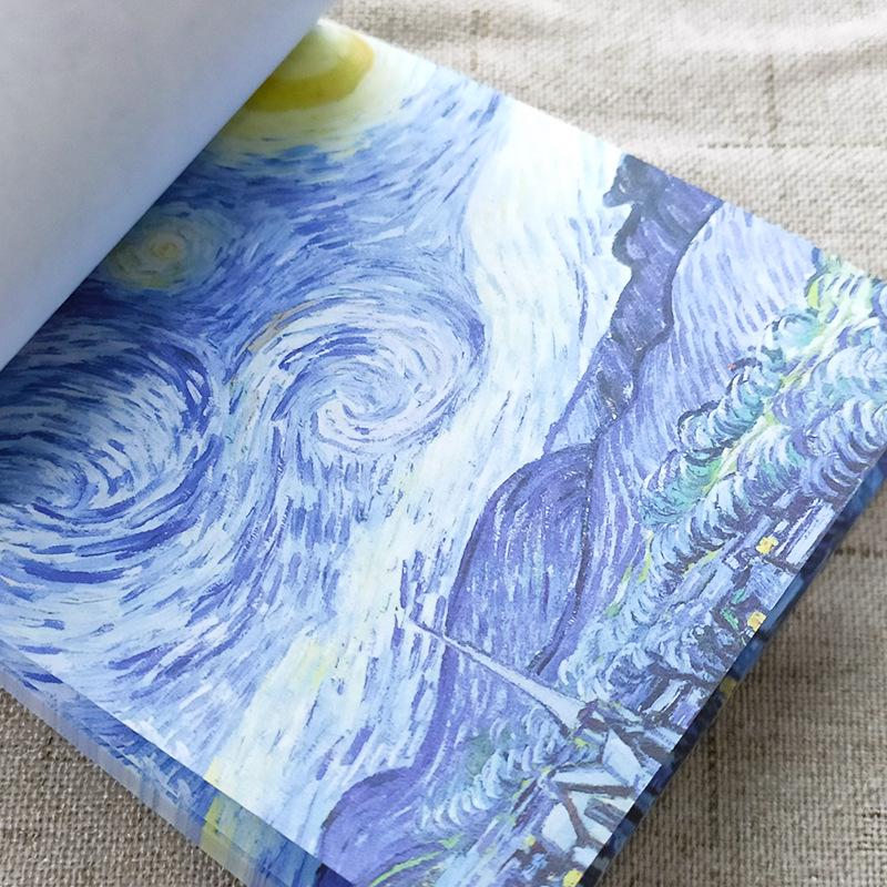 Monet & Van Gogh Retro Style Sticky Note Pad - Famous Paintings Series, Non-Adhesive, Perfect for Journaling & Memos