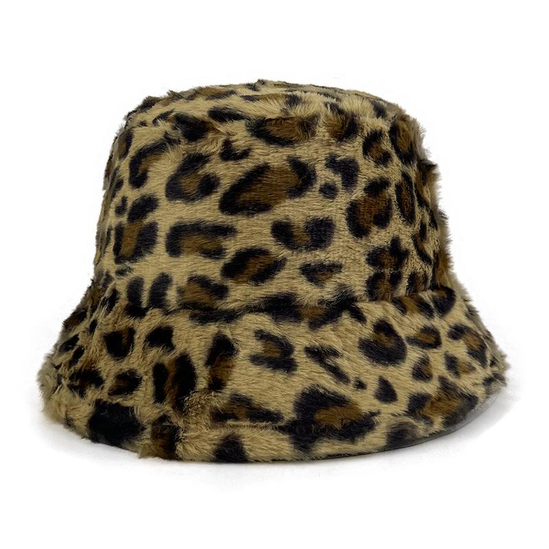 

Autumn and winter new lamb wool leopard print bucket hat imitation rabbit wool lamb wool basin hat trendy warm hat M（56-58cm）