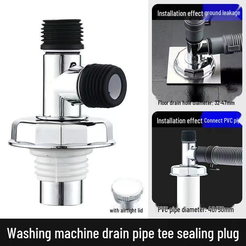 Three-Way Washing Machine Drain Pipe Connector - Anti-Odor, Insect-Proof, Floor Drain Interface