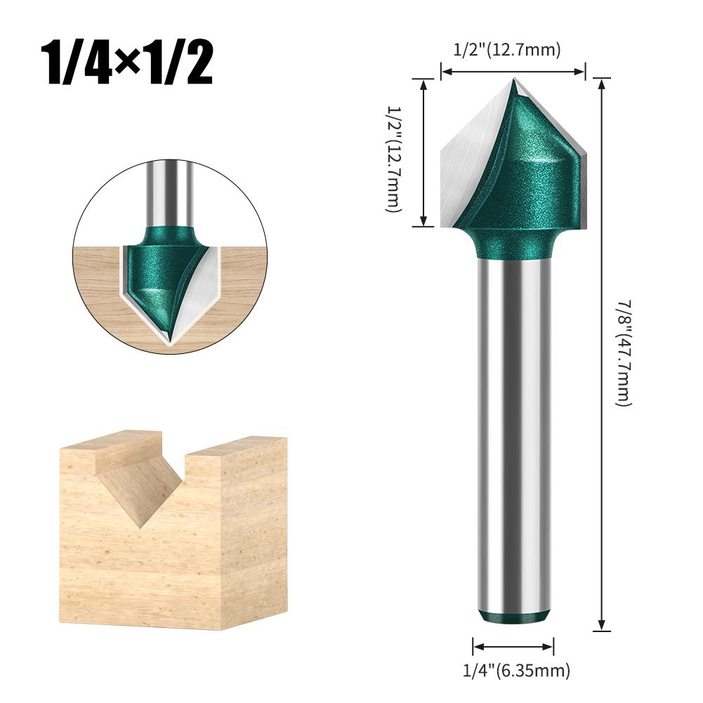 Aluminum-plastic Plate Slotting Cutter Wall Folding Cutter 6mm 1/4" Shank Professional Grade 90 Degree V-Shaped Router Bit