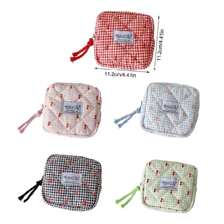 Cherries Decoration Sanitary Pad Storage Bag Water Resistant Practical Polyester Organizer For Travel Cosmetic