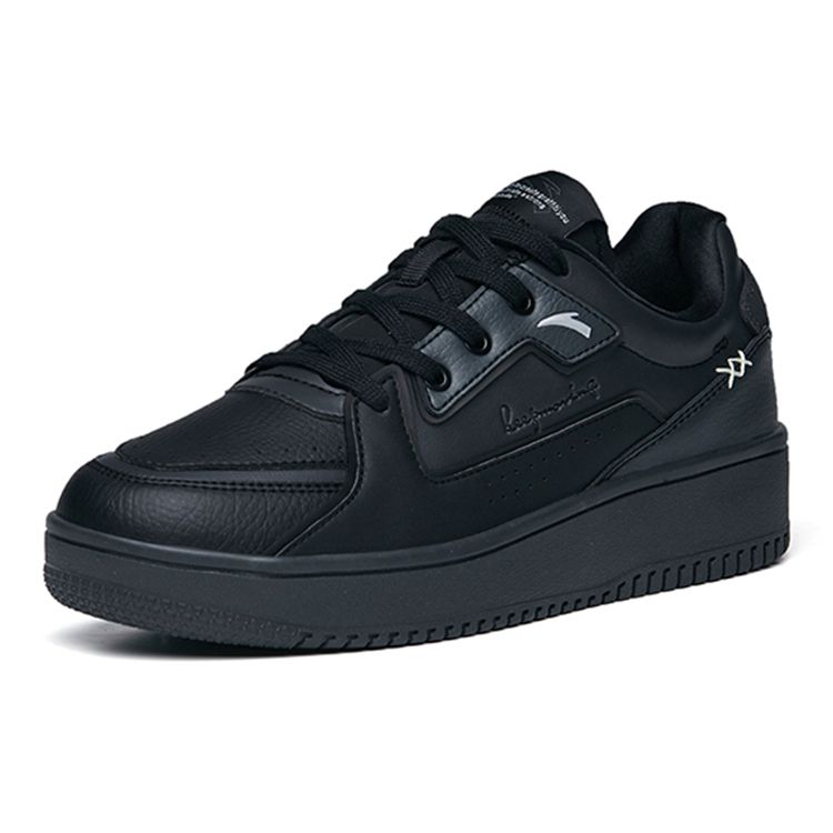 Anta Life Retro Men Black Gray White Leather Fabric Non-Slip Casual Low-Top Sneakers 912218066-3