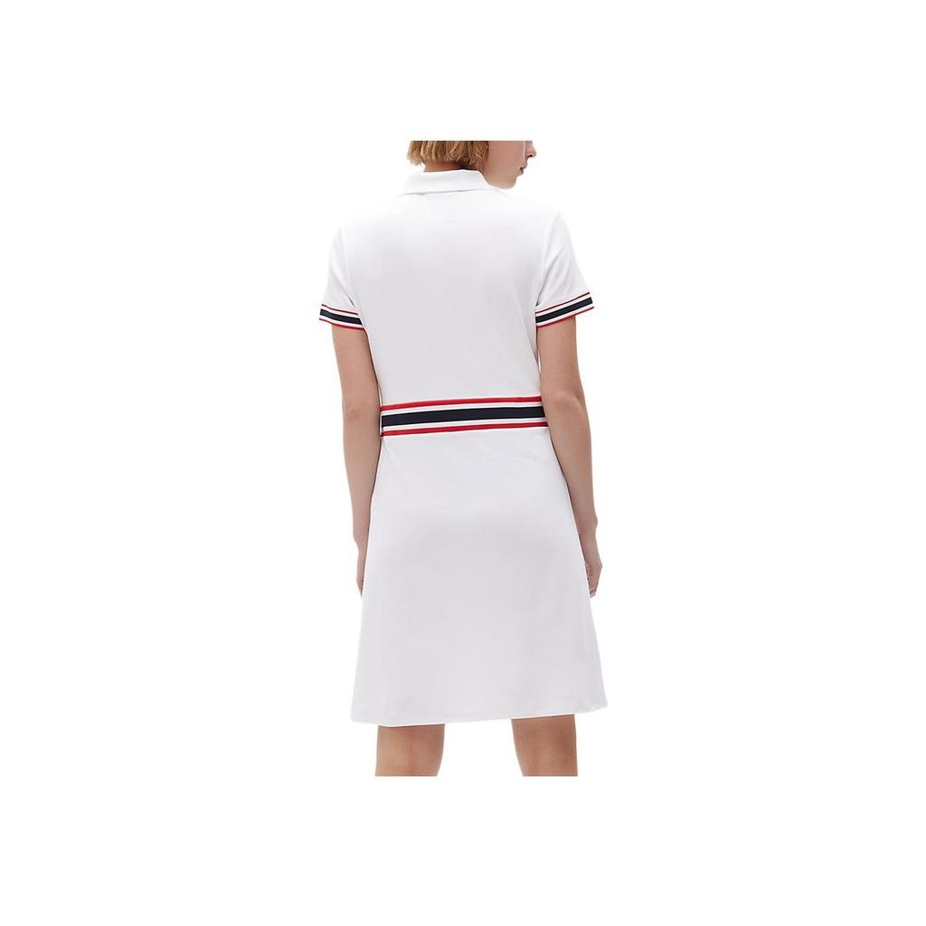 Fila Fitted Half-Zip Fashion Knit Dress With Stripe Details Women Dresses White F11W021310FWT