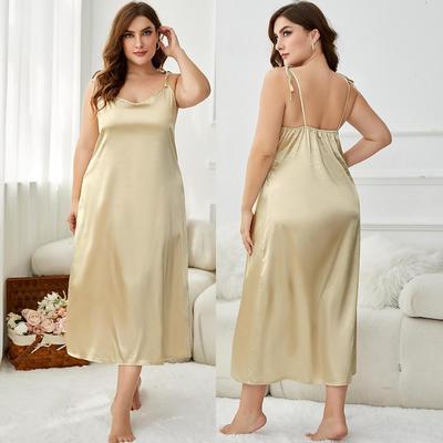 Damen-Nachthemden in Übergröße mit Sling-Design, Pyjama-Kleid aus Satin-Imitat-Seide, übergroße Schlafshirts, Nachtwäsche in großer Größe, Freizeitkleidung für Zuhause, Lounge-Kleid