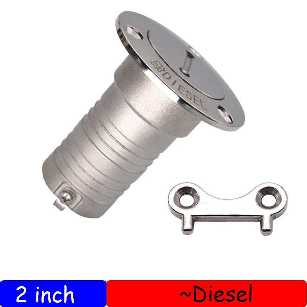 Stainless Steel Fuel Gas Water Waste Tank Deck Fill Filler Spare Cap Key Replace Plate Tool for Boat Marine Yacht 1.5/2"