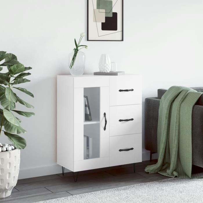 VidaXL Buffet Blanc brillant 69,5x34x90 cm Bois d'ingénierie 828038