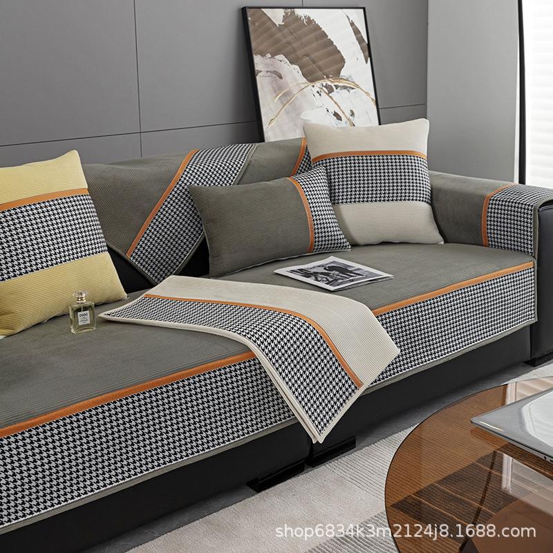 Four Seasons Universal New Thousand Birds Sofa Cushion Light Luxury High-End Non-Slip Sofa Cover Chenier Cushion Cover