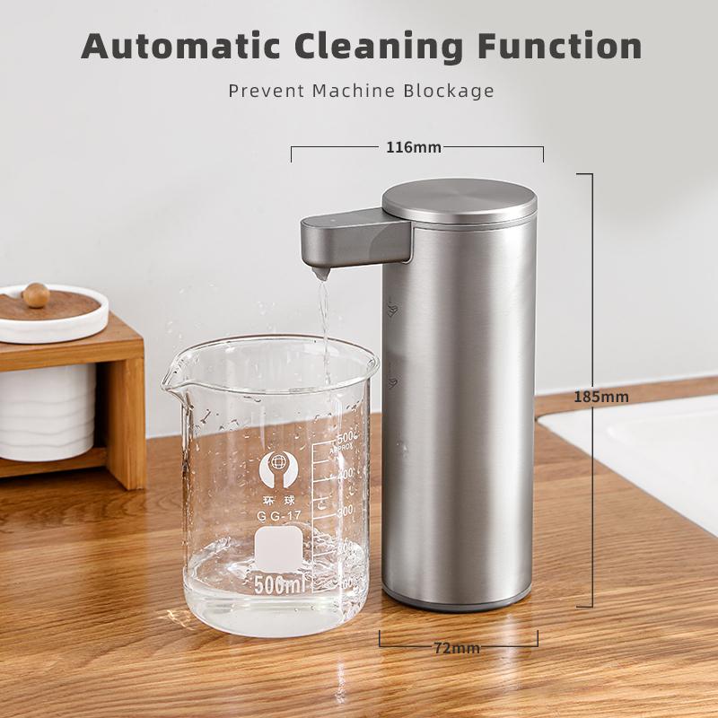 Automatic Soap Dispenser Stainless Touchless Rechargeable Hand Sanitizer Shampoo Detergent Dispenser for Kitchen Bathroom Toilet