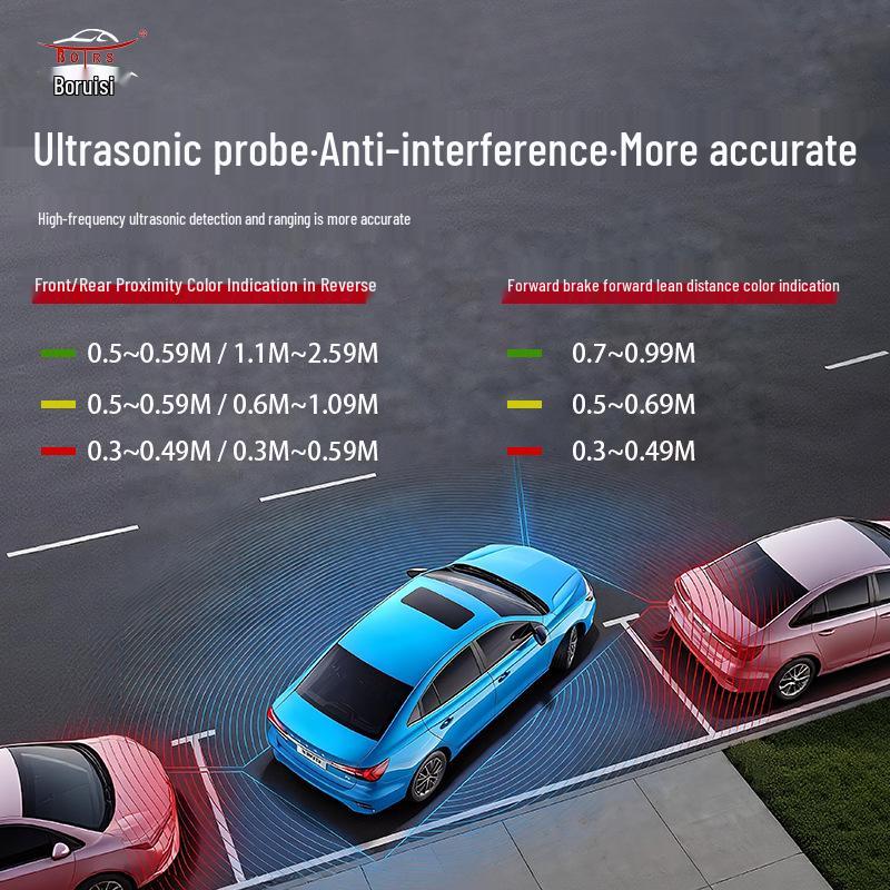 Boruisi Crescent LED Reversing Radar with Beeping Sound and 8 Sensors