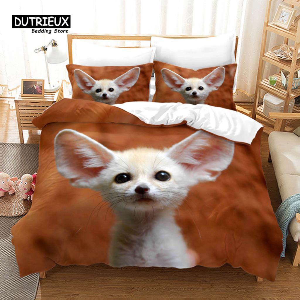 Cozy Elegant Twin Kids Fox Size Polyester Wild Animal Orange For Child Girls Teen Bedroom Decor Comforter