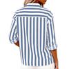 Women's Striped Casual Fashion Shirt Button Long Sleeved Top