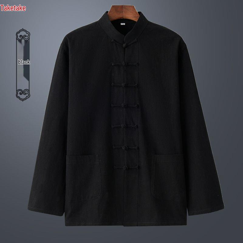 Men's Traditional Chinese Style Cotton-Linen Tang Suit, Retro Hanfu Zhongshan Suit & Tai Chi Attire