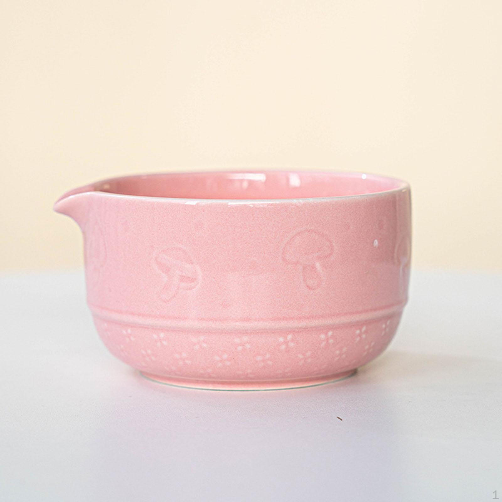 

Ceramic Japanese Matcha Bowl Chawan with Pouring Spout Traditional Tea Ceremony рожевий