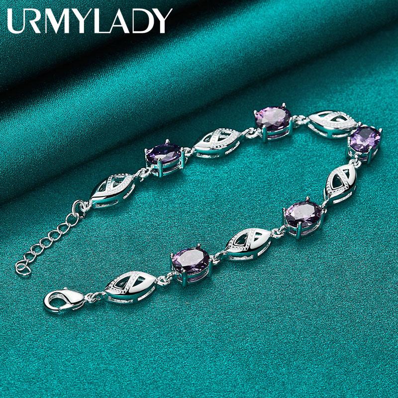 925 Sterling Silber Lila Zirkon Armband für Damen Modeschmuck