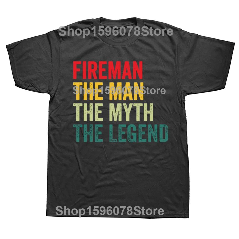 Vtipný muž mýtus hasič legenda Den otců grafická trička pánská bavlněná humor streetwear tričko s krátkým rukávem unisex volné oblečení