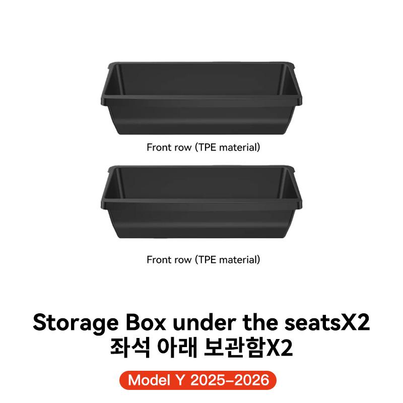 YZ Für Tesla Model Y Juniper 2026 Unter Sitz Aufbewahrungsbox Sitze Schublade TPE Verstecktes Aufbewahrungsfach Schub-Zieh Auto Organizer Zubehör