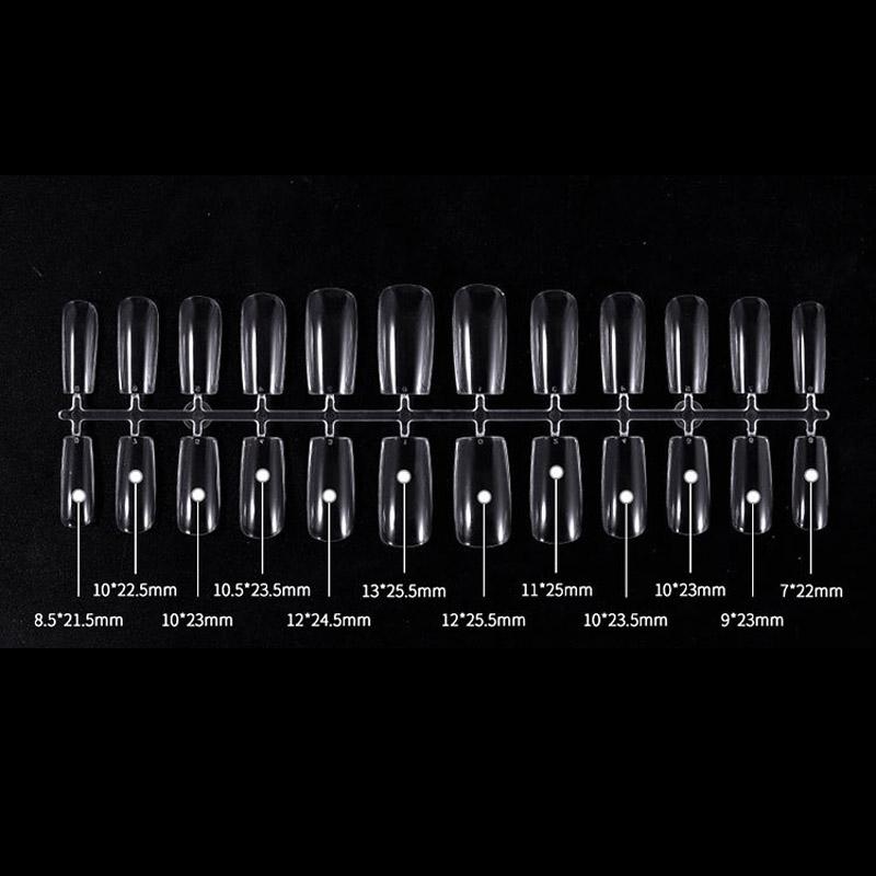 504Pcs Transparent Stiletto Fake Nail Tips Acrylic Ballerina Nail Tips Long Shape Half Cover Coffin Professional False Art Nail