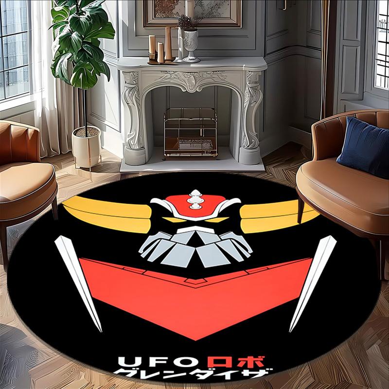 1pc UFO Robot Grendizer6 Print Round Carpet Chair Round Carpet Suitable for Bedroom Living Room Home Decorative Carpet
