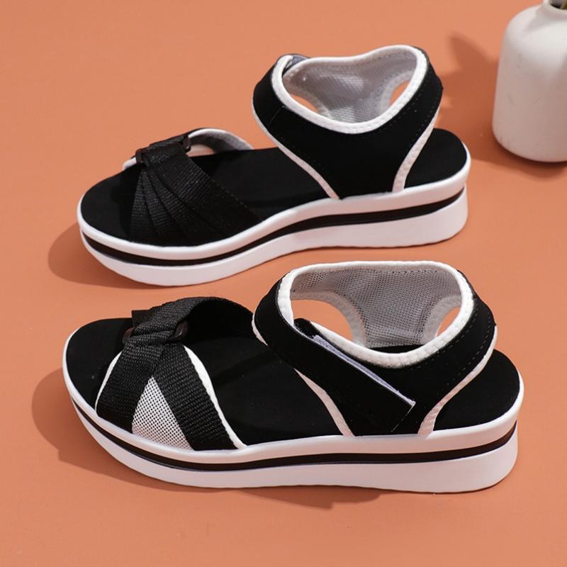 Fashion 2025 summer new European and American foreign trade large size comfortable leisure Velcro wedge sandals