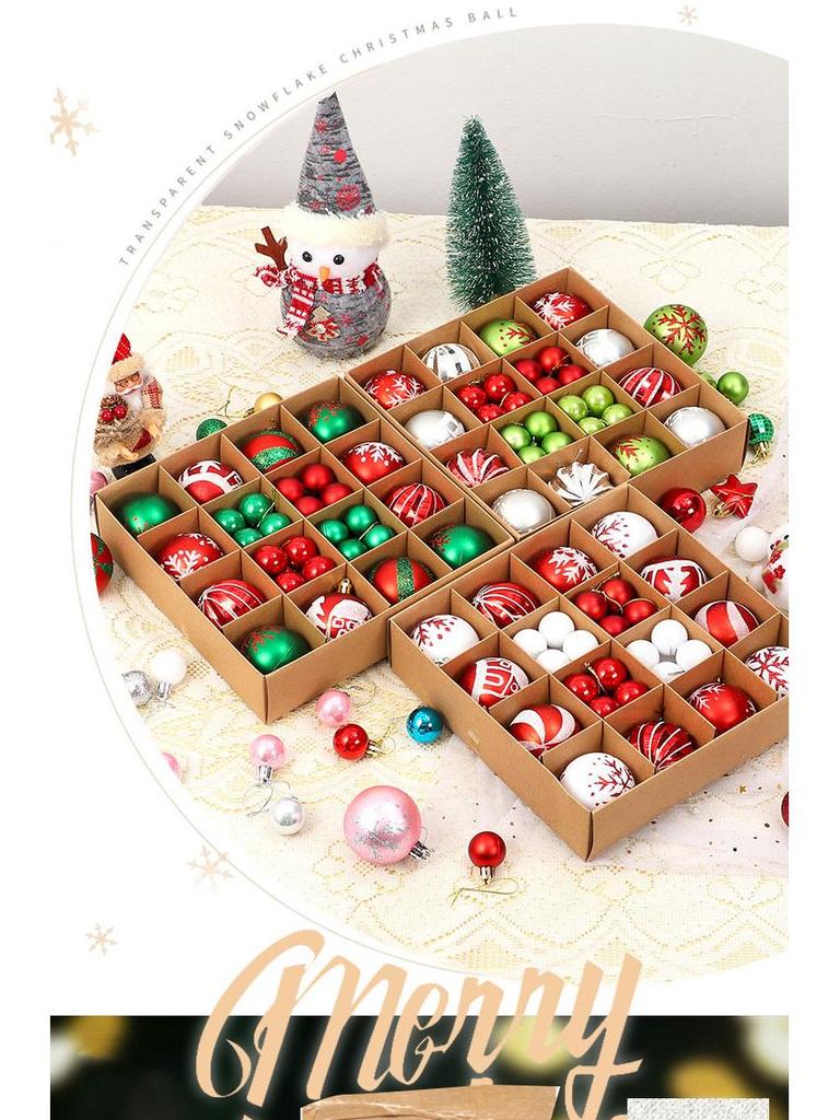 44-Piece Christmas Tree Decoration Set: 6cm Colorful PVC Hanging Balls