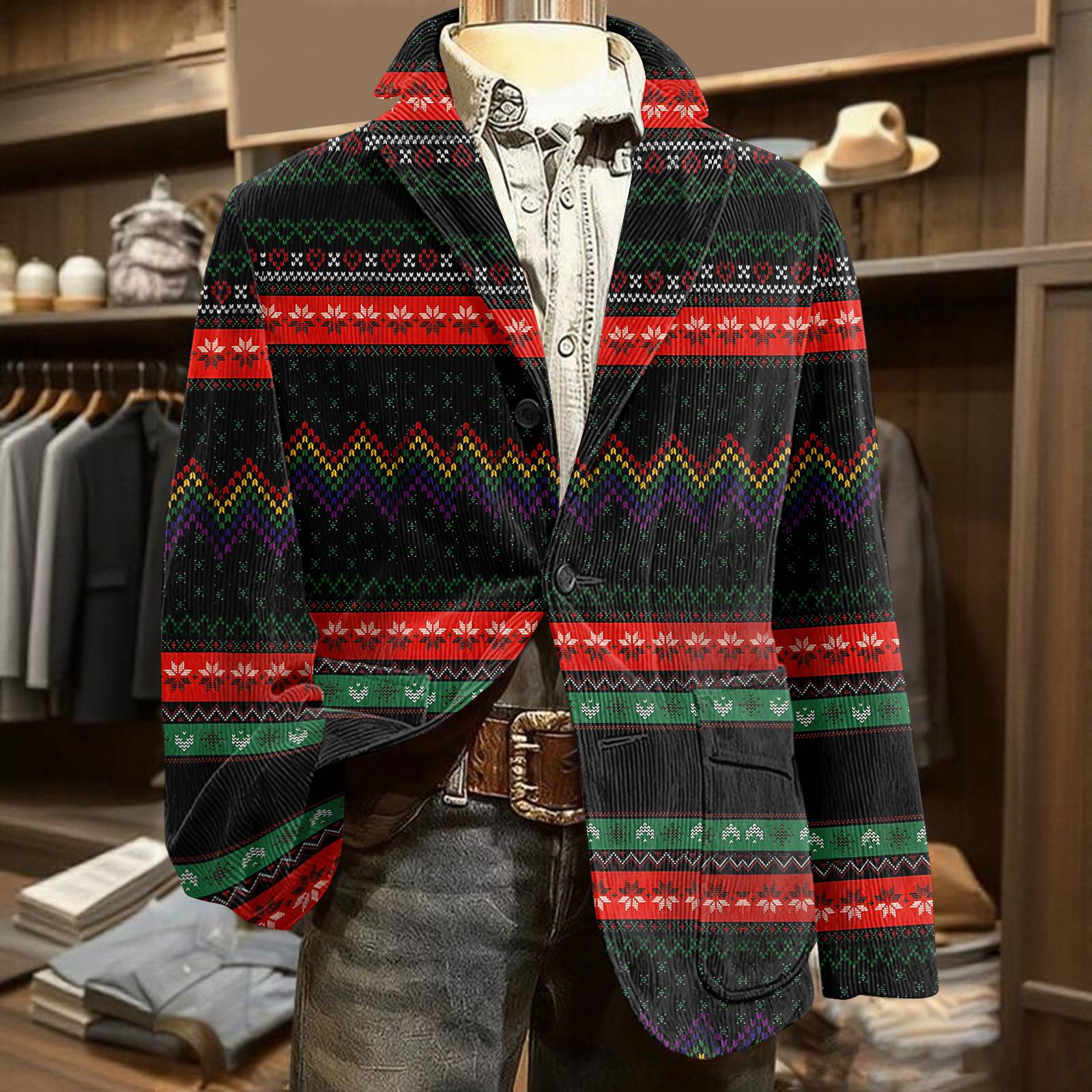 

Мужской уродливый рождественский вельветовый теплый карманный пиджак-кардиган, мужской повседневный костюм XL арбуз красный