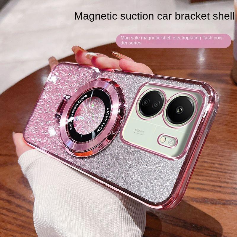 

Для Xiaomi POCO C65 чехол мягкий блестящий кольцо магнитный тонкий защитный чехол для Xiaomi POCO C31 C65 телефон чехол For POCO C65 розовый