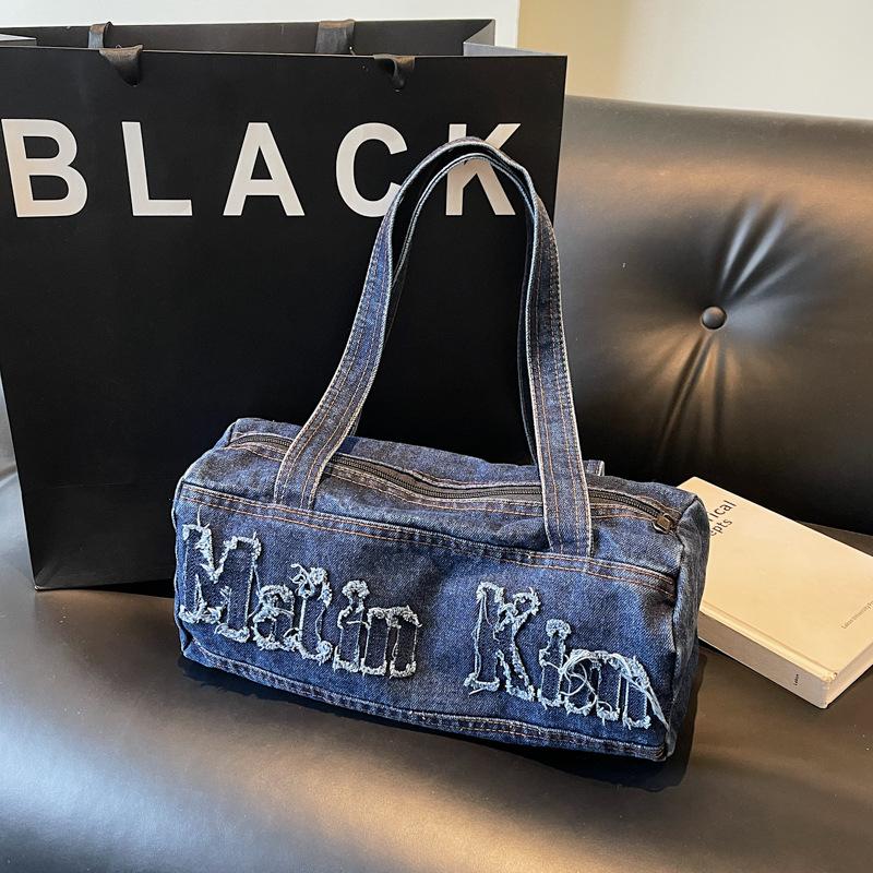 

Джинсовая женская сумка Letter Handbag Vintage Shoulder Bag чёрный
