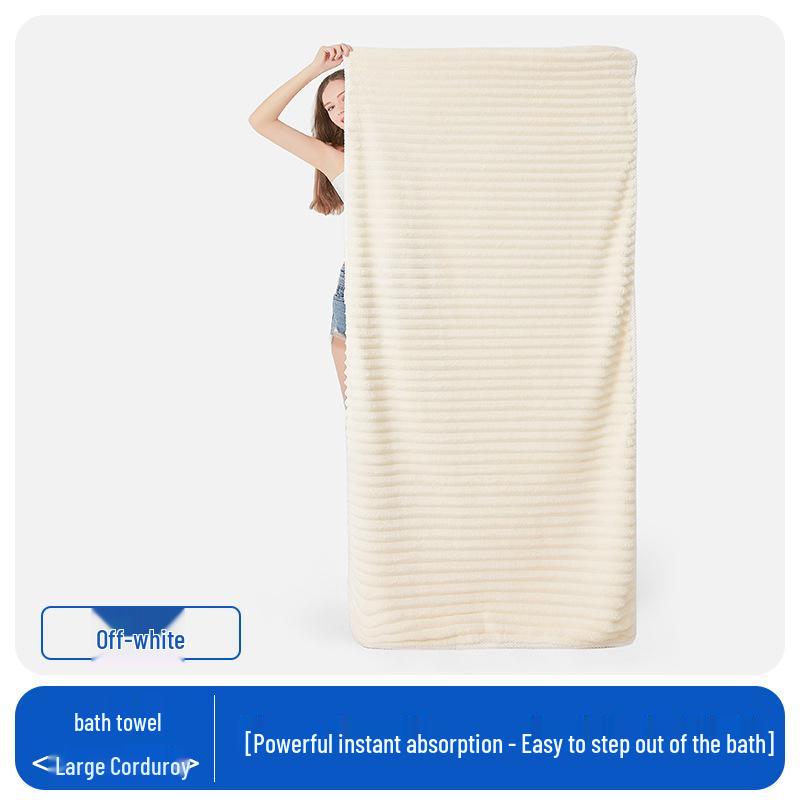 Women's Quick-Dry Candy Stripes Bath Towel - Pure Cotton, Thickened Coral Fleece, Absorbent & Large Size