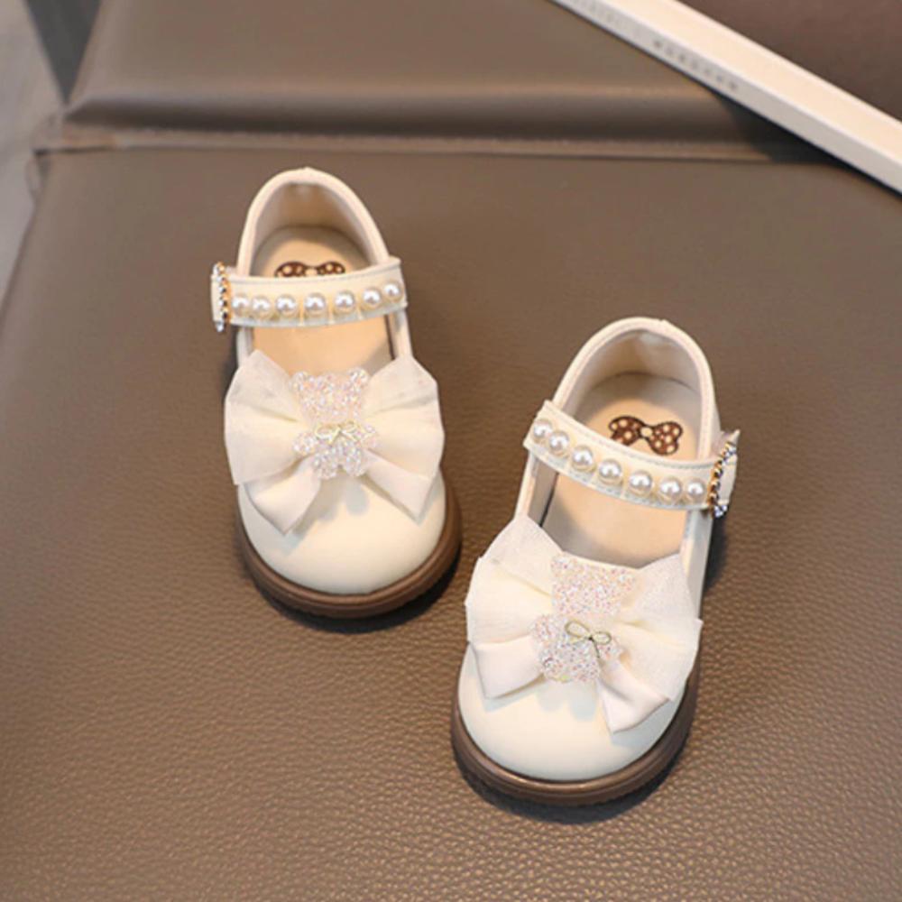 

Square Mouth Kids Shoes Bow Design Children Sneakers Girls Shoes Toddler Shoes Wedding Event 120mm белый