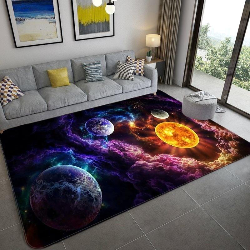 3D Solar System Children's Room Carpet Space Planet Carpet Children's Bedroom Anti-slip Mat Home Decoration Play Crawling Mat