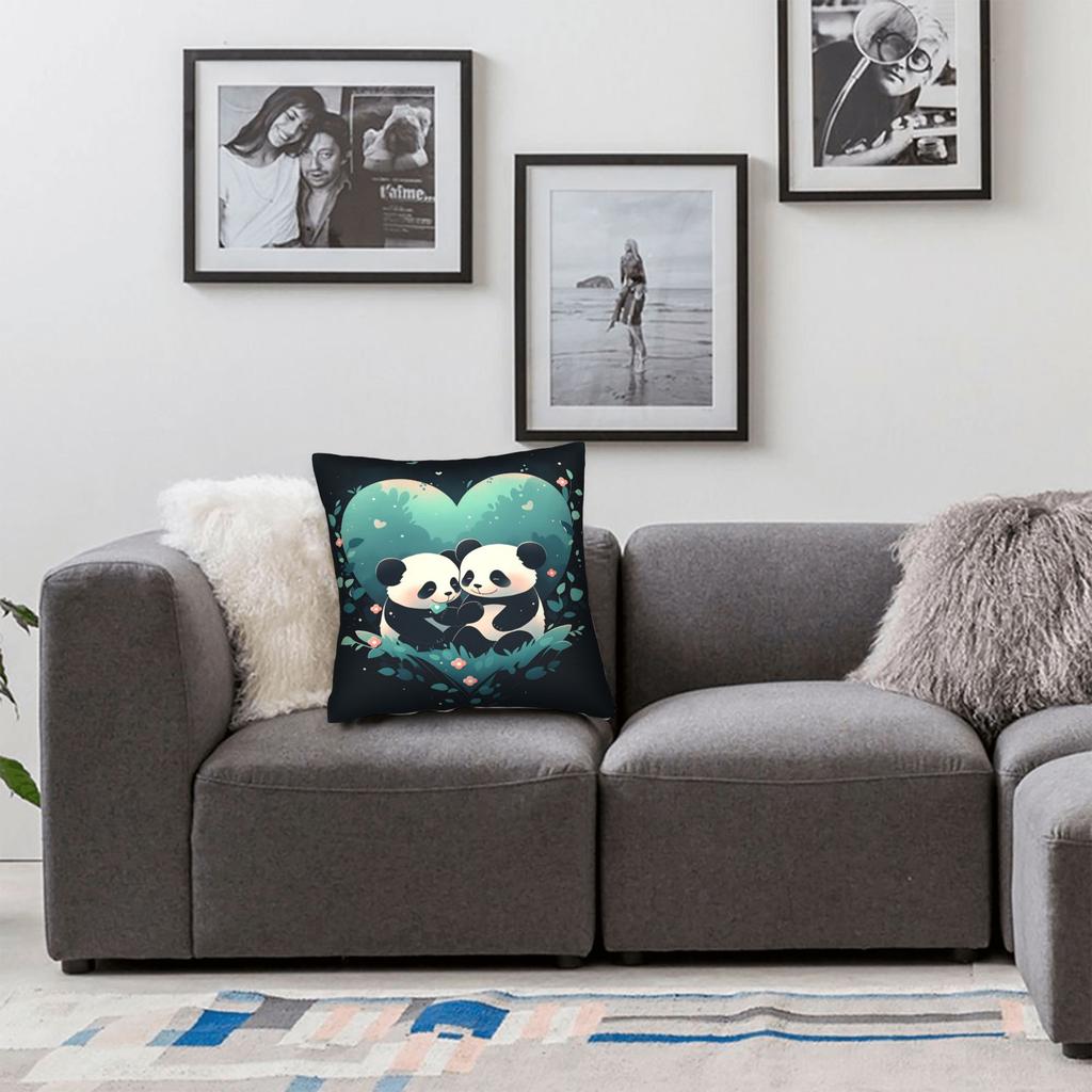 Cute Panda Pillow Case Square Pillow Cover For Living Room Bed Chair Funny Cushion Cover