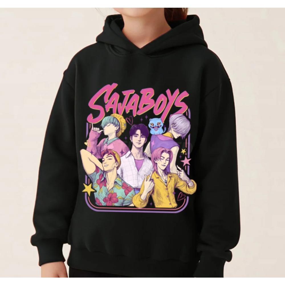 K-pop Demon Hunters Hoodies Boys Girls Long Sleeve Outerwear Saja Boys Print Hooded Coat for Children Fashion Pullover Kids Tops