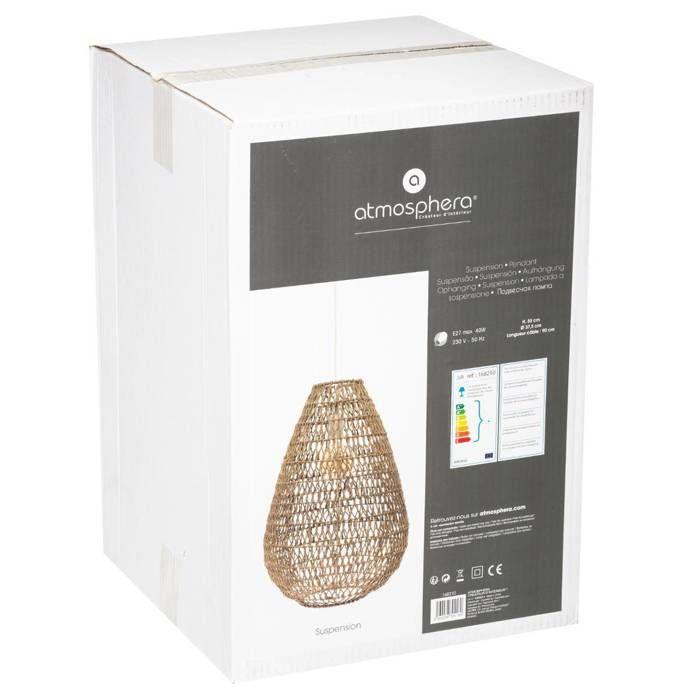 Suspension "Etel" Beige D38cm - Atmosphera Createur D'interieur