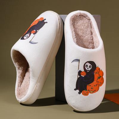Cute Funny Halloween Women's Slippers Cartoon Pumpkin Indoor Warm Soft Sole Comfy Slipper Breathable Leisure Home Plush Shoes
