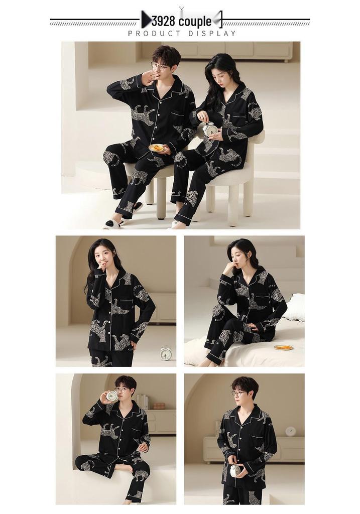 Autumn/Winter 2025 Cute Cartoon Couple Pajamas Set with Long Sleeves