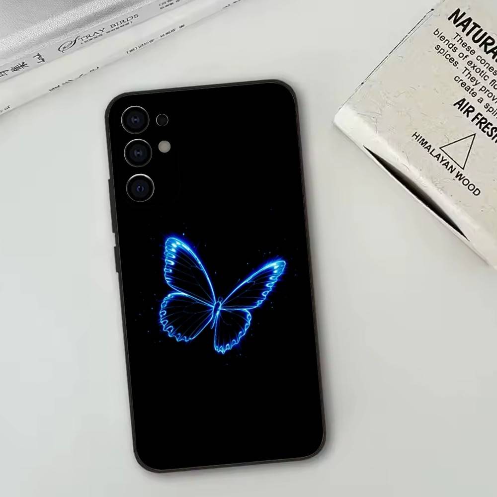 Fluorescent Butterfly   Phone Case For Samsung S25,S24,S21,S22,S23,S30,Ultra,S20,Plus,Fe,Lite,Note,10,Black Cover