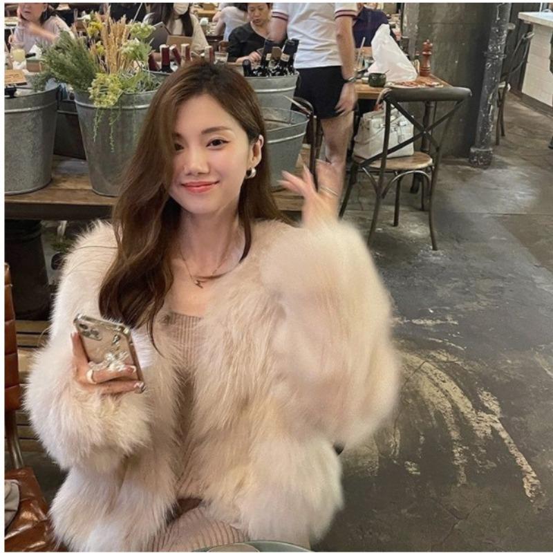 Imitation Fur Jacket Women's Long Winter Imitation Fox Hair Slim and Thin Thickened Fur Coat