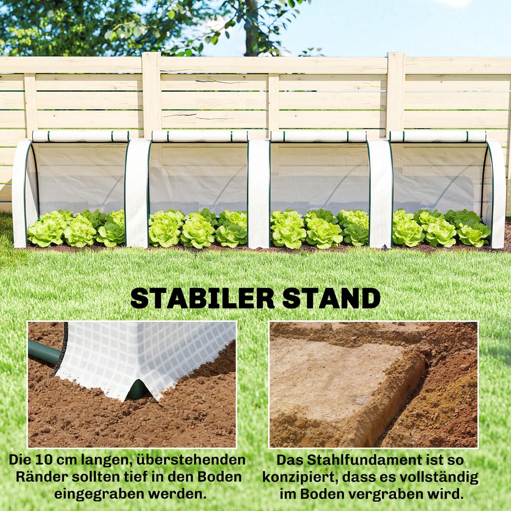 395 x 100 cm Low Tunnel Greenhouse - White