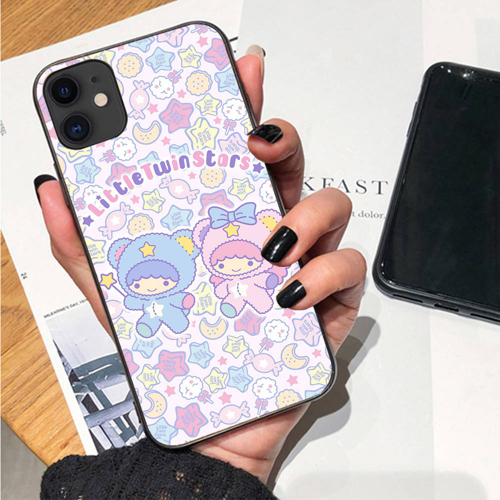Case for iPhone 16 15 Plus 14 13 12 11 Pro 8 7 6S 6 SE 5S X XR XS Max Realme C30 C33 C31 9I Black Sofe Cover LI29 Little Twin Stars