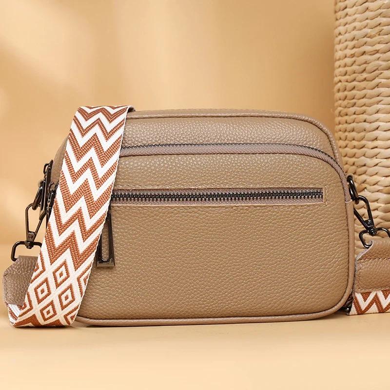 Geantă de damă din piele naturală, tip crossbody, cu capacitate mare, tip messenger din piele, luxoasă, la modă, de înaltă calitate