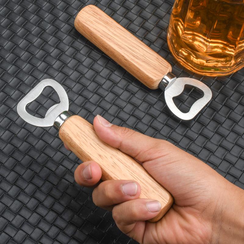 Wooden handle beer bottle opener Commercial wooden bottle opener Stainless steel bottle opener Creative bottle opener