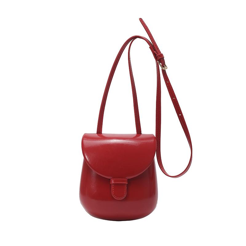 Pu Leather Retro Shell Bag Korean Style Solid Color Flap Crossbody Bags Shoulder Bag Fashion Design Versatile Saddle Bag Travel красный