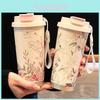 Ceramic Insulated Travel Mug With Tea Infuser And Straw For Office And Commuting