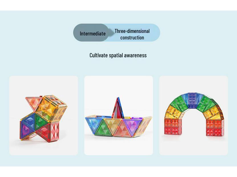 Diamond Surface Magnetic Tiles: Children's Educational Building Blocks & Jigsaw Puzzle Set