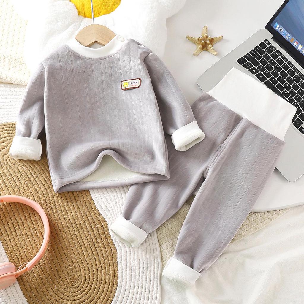 Children's Warm Velvet Underwear Set - Boys & Girls Autumn/Winter Pajamas