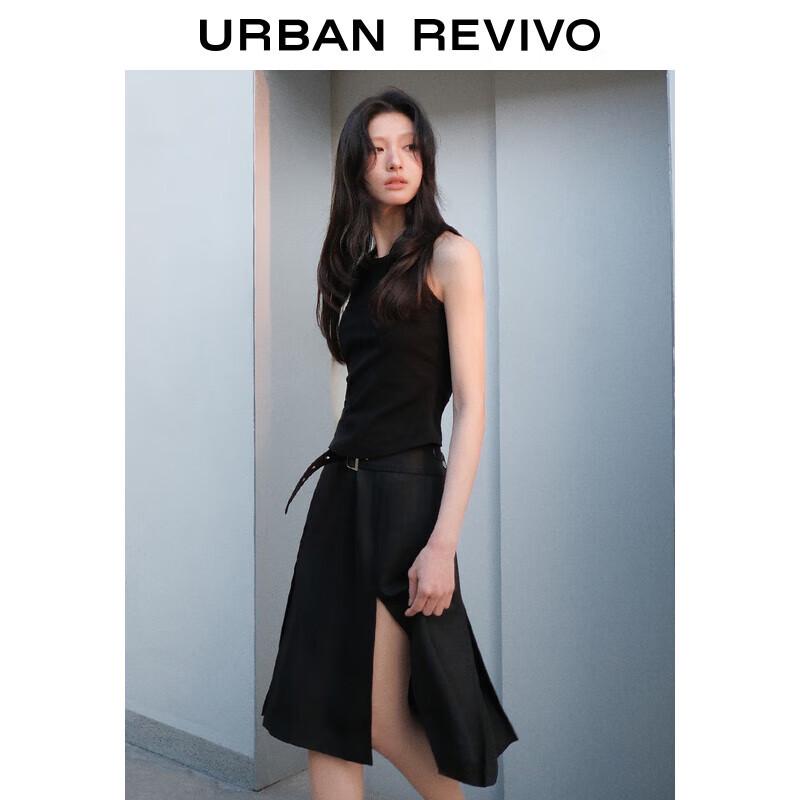 UR Women s Deconstructed Front Slit A-Line Midi Skirt L