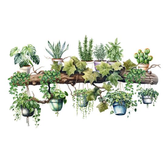 

Potted Plants Shelf Wall Sticker Waterproof PVC Self-adhesive Living Room Bedroom Home Office Potted Greenery Shelf Decoration Decal B